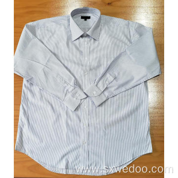 55%Polyester 45%Cotton Yarn-dyed Long-sleeved Shirt for Men